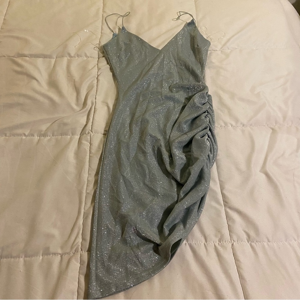 Shimmering Asymmetrical Silver Dress